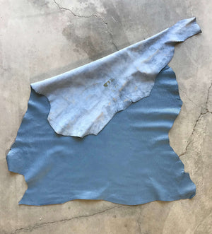 Cornflower Blue Leather Hides With Embossed Snakeskin