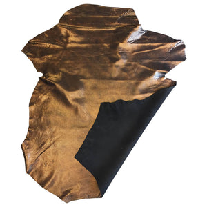 Metallic Copper Leather Hides With Snakeskin Pattern | Blemish Discount