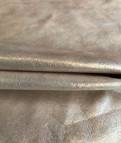 Silver Acid Wash Leather Hide Upcycled Crystal Embellished Genuine