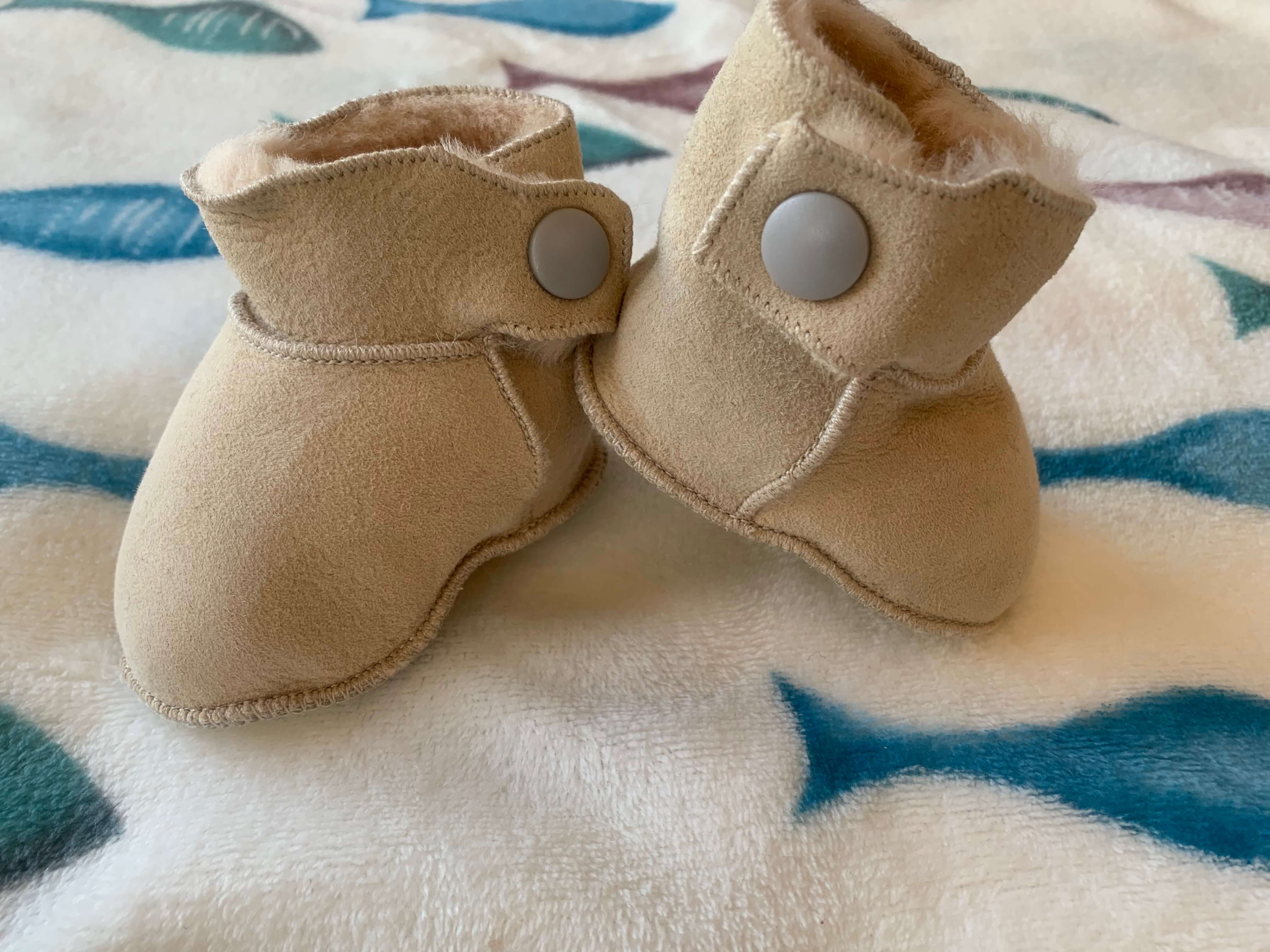 Infant baby booties shearling fur suede 