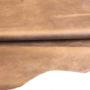 Russet Brown Leather Hides with Metallic Copper Finish