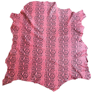 Pink Leather Hides With Striped Snakeskin Pattern