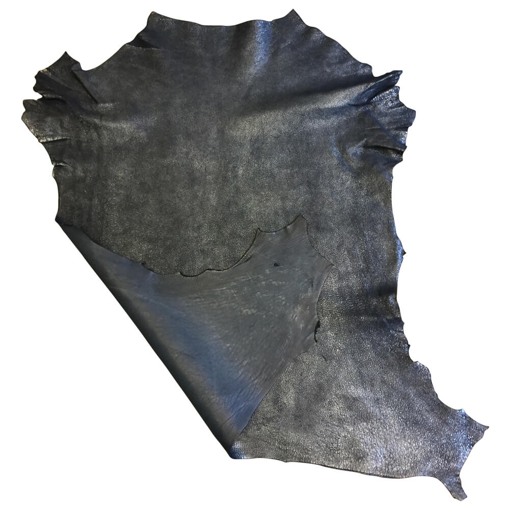 Dark Blue Leather Hides with Metallic Finish