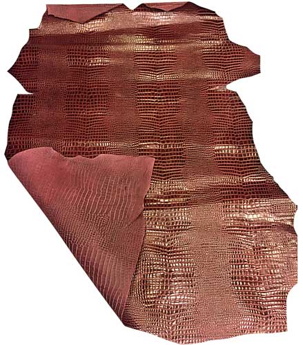 Calfskin embossed snakeskin finish genuine leather