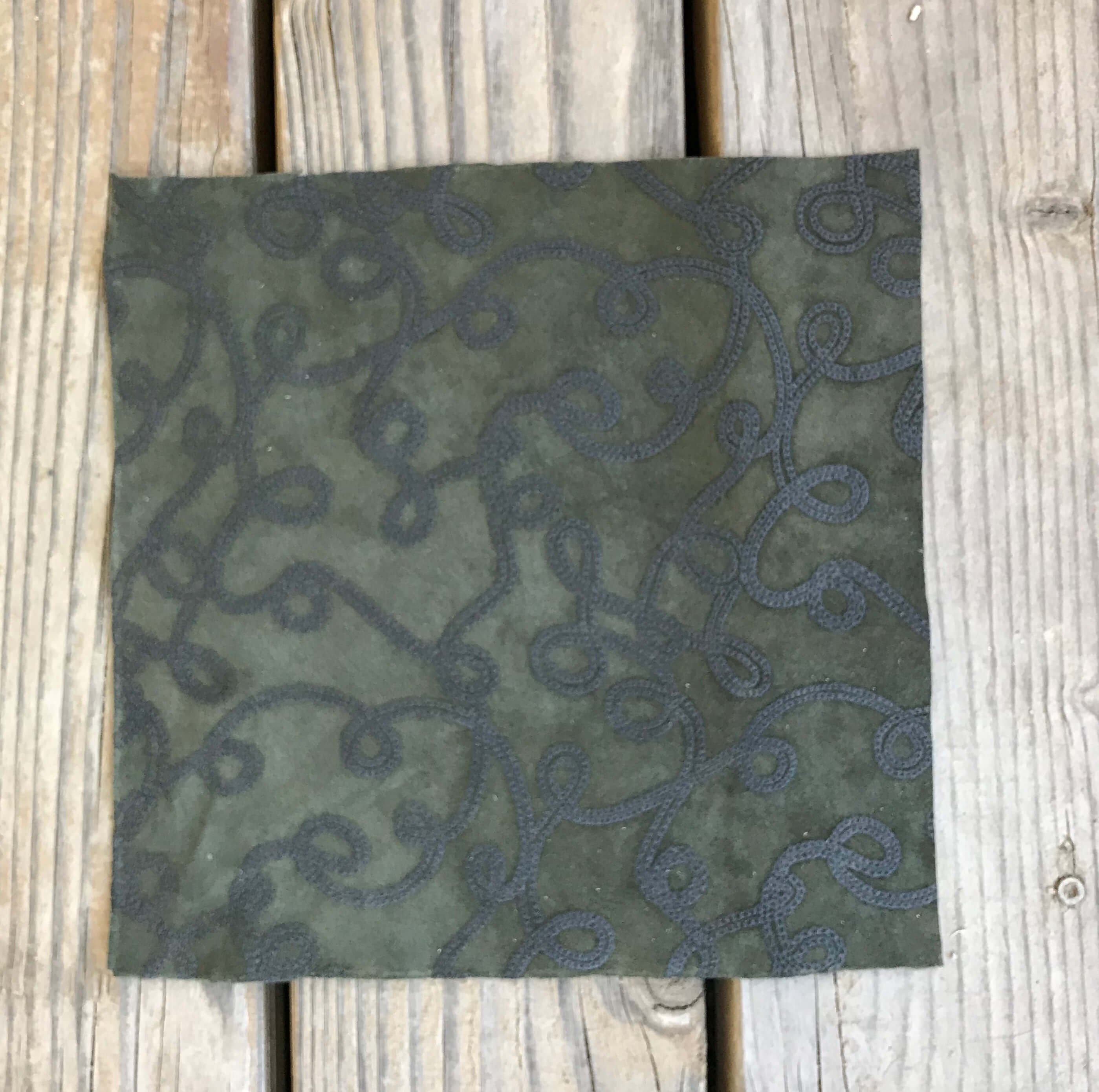 Green Suede Floral Design Leather Squares