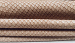 Sale Leather hides with snakeskin finish in taupe color